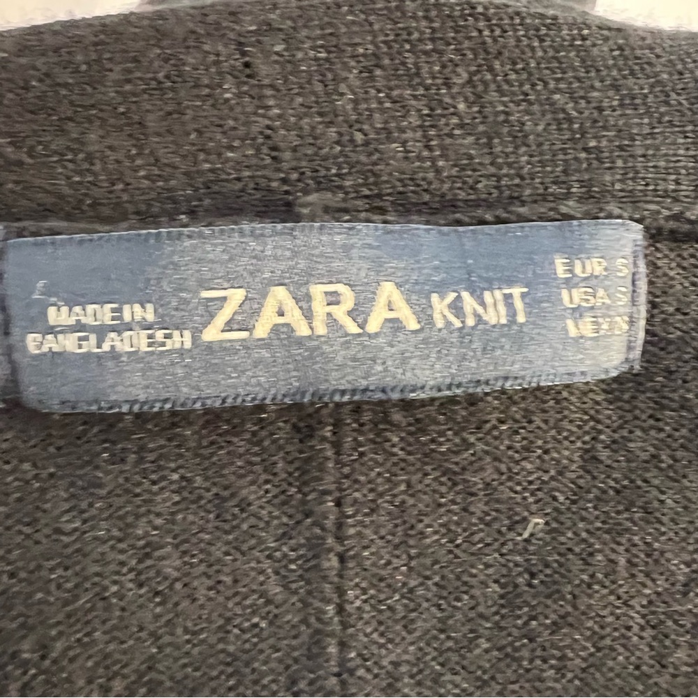 ZARA Knit Sweater Open Front Lightweight Cardigan Size M Medium Black - Picture 2 of 2